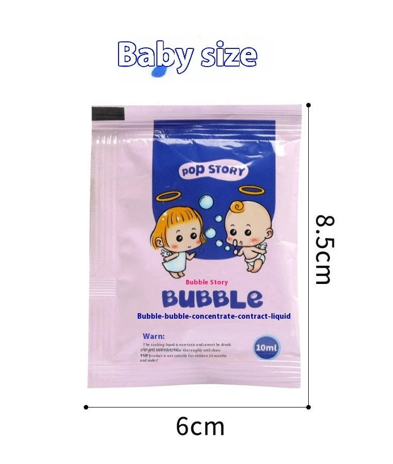 Children's plastic bubble machine with 10ml high-concentration bubble mixture bottle for sensory development play