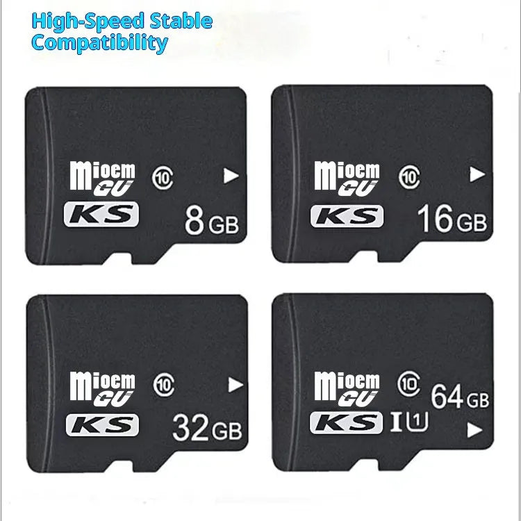 Black KS series TF memory card, 15 x 11 x 1mm, C10 high-speed edition for phones, cameras, and recorders