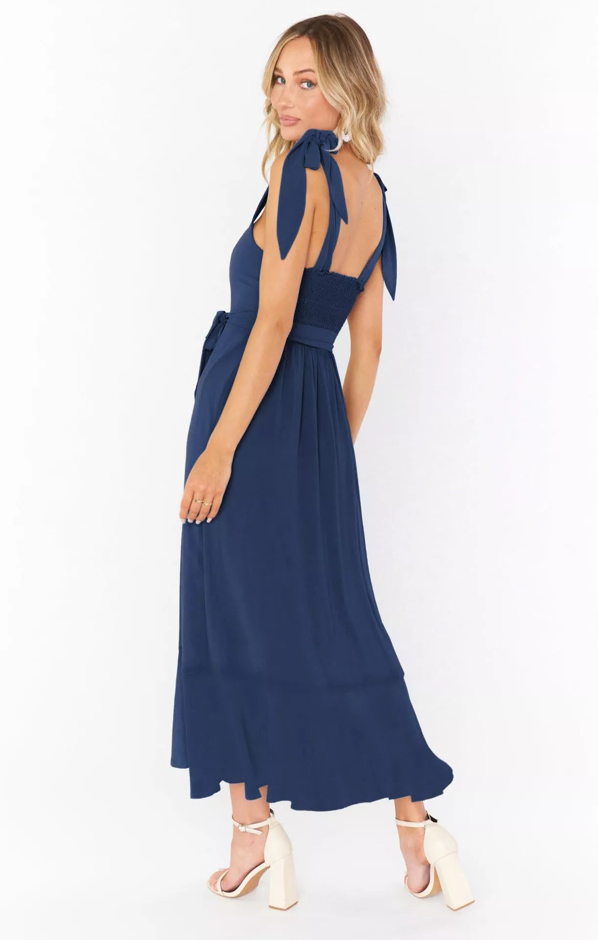 Women's summer suspender split dress with lace-up detail in various colors