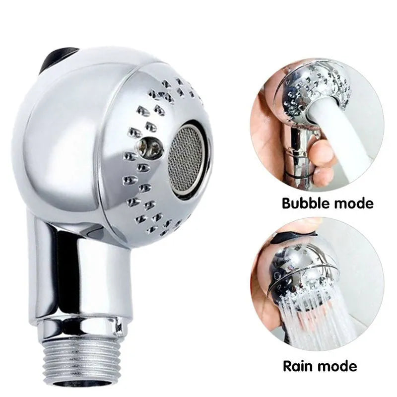Shower head for pets bathroom barber shop, small handheld shower head without pressure, soft water flow shower head, silver ABS plastic 8cm x 5cm size, gentle washing accessory for babies and pets, easy to install universal fit showerhead.