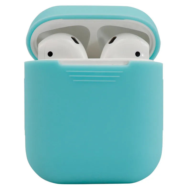 Silicone protective cover for AirPods 2 in various colours showing dimensions 56mm × 47mm × 24mm