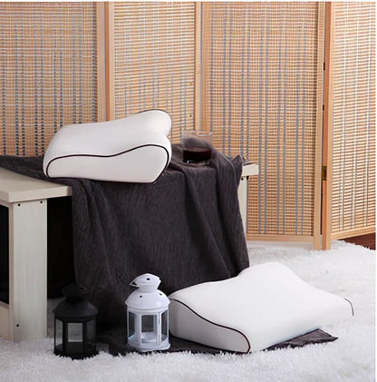 Butterfly shape memory foam pillow 50x30cm in blue with slow rebound filling for neck support