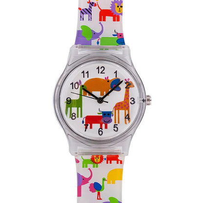 Floral quartz watch for children with Korean style design and colorful decorations
