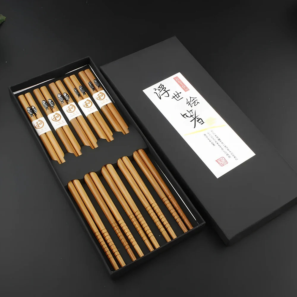 22cm bamboo chopsticks with water polished finish and natural grain pattern