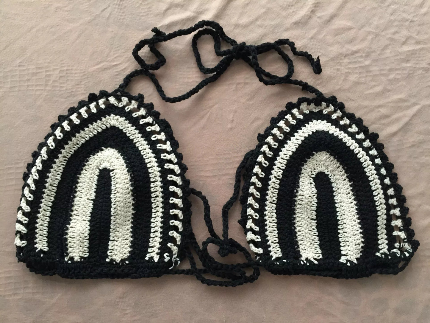 Hand crochet bikini set in woven cotton with adjustable wrap design