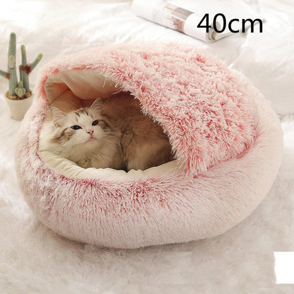 Cozy pet bed with plush and warm fabric for cats and dogs