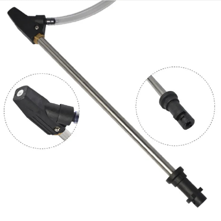 Ceramic derusting nozzle with stainless steel handle for Karcher pressure washers.