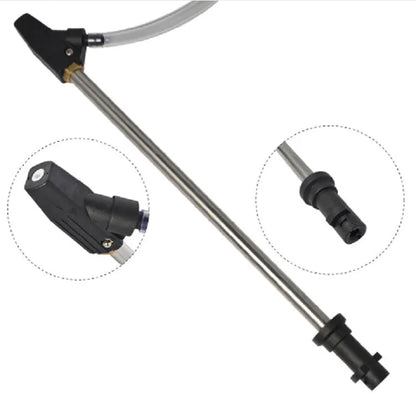 Ceramic derusting nozzle with stainless steel handle for Karcher pressure washers.