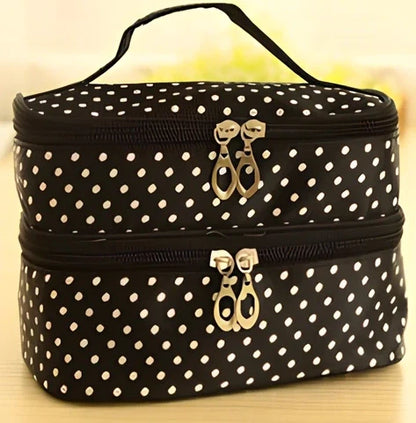 Double-layer cosmetic bag with multicoloured wavelet dots measuring 20.5cm long