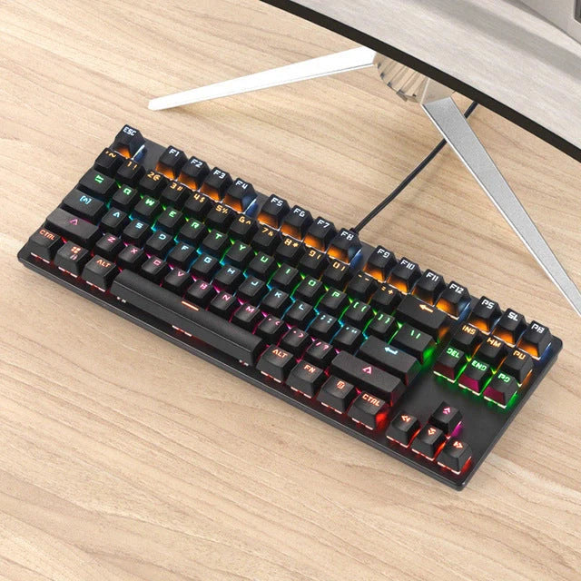 Green shaft mechanical keyboard with 87 keys and backlight