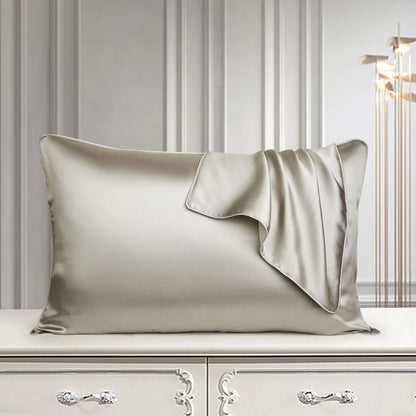 Mulberry silk pillowcase 48x74cm in palace luxury style with inlaid rope weave texture.