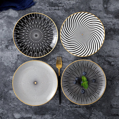 Nordic style geometric ceramic plate set for elegant dining