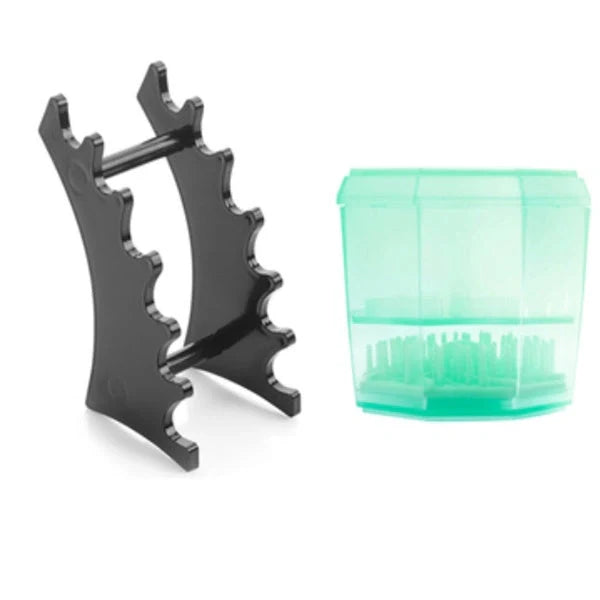 14-hole makeup brush holder in various colors for organized brush storage and drying