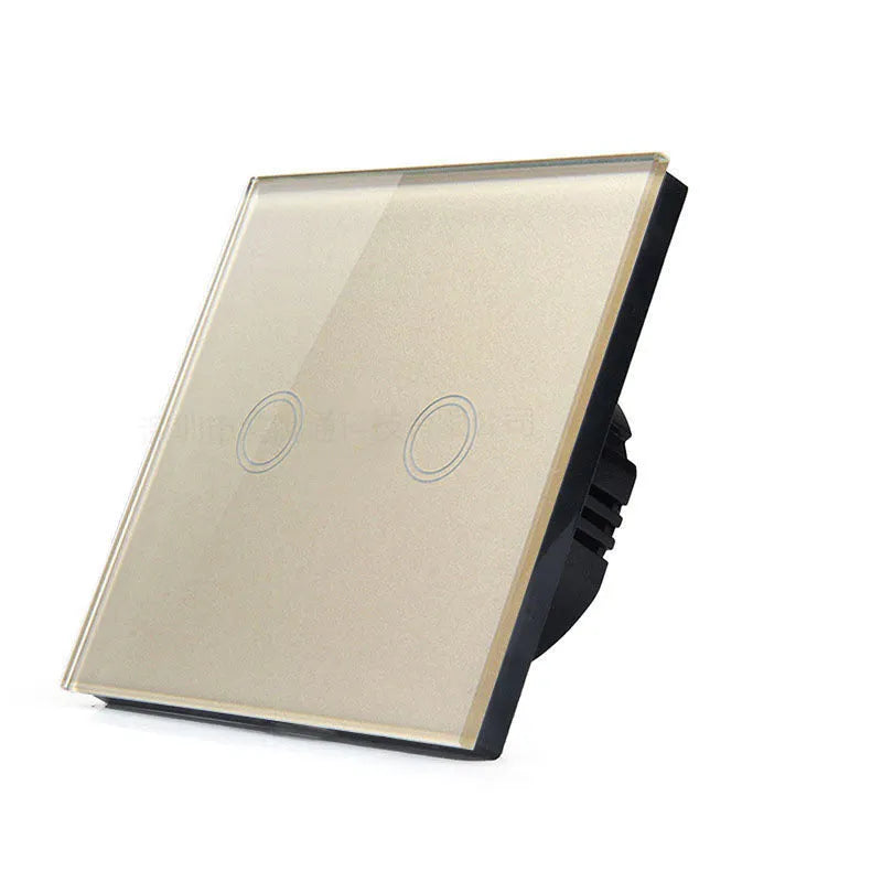 86 type glass touch light switch with tempered glass panel in black, golden or white finish