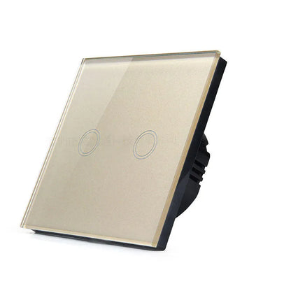 86 type glass touch light switch with tempered glass panel in black, golden or white finish