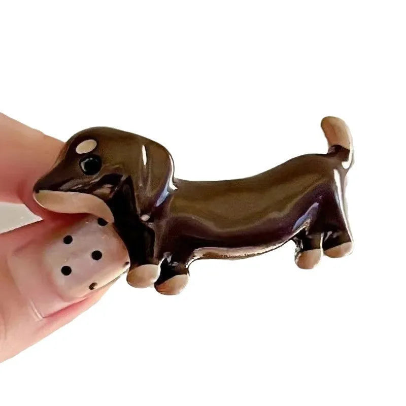 Dachshund dog design cute hair barrettes with a loose delicate style on a mixed material clip.