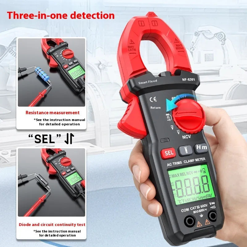 NF-6301 digital automatic clamp multimeter for 600 V AC and DC voltage testing