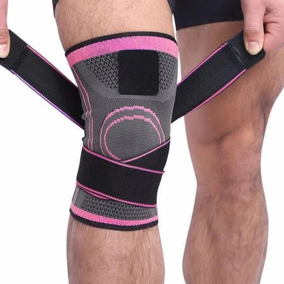 Durable sports knee brace with premium materials, 3D weaving technology, and customizable pressure belt design for active lifestyles