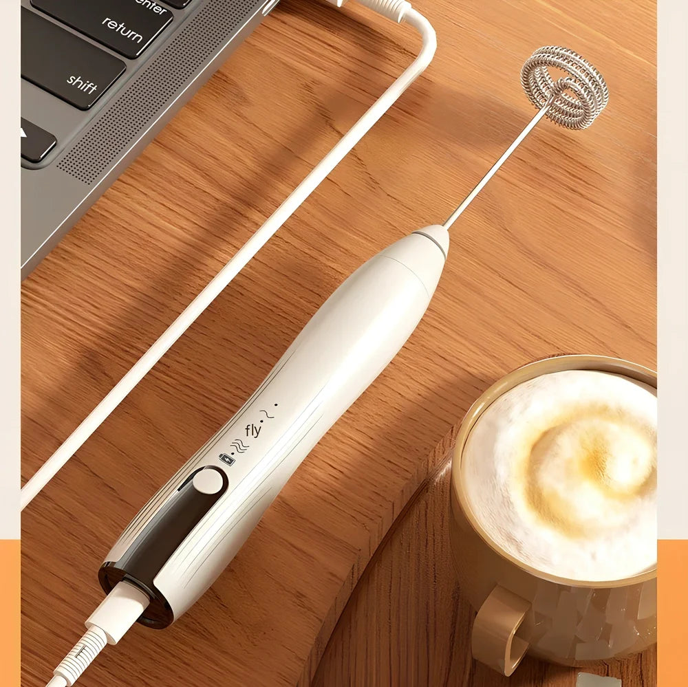 Stainless steel handheld electric whisk with wireless design and multiple speed settings for kitchen use