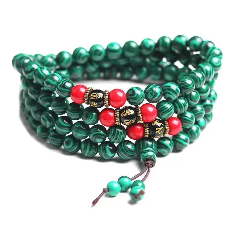 Turquoise Tibetan 108 beads bracelet with synthetic stone powder construction
