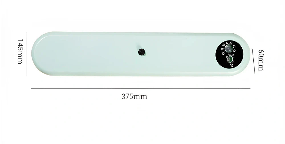 Green compact vacuum sealing machine, 32x7.5x5cm size, 110W power for food preservation with -50kPa pressure