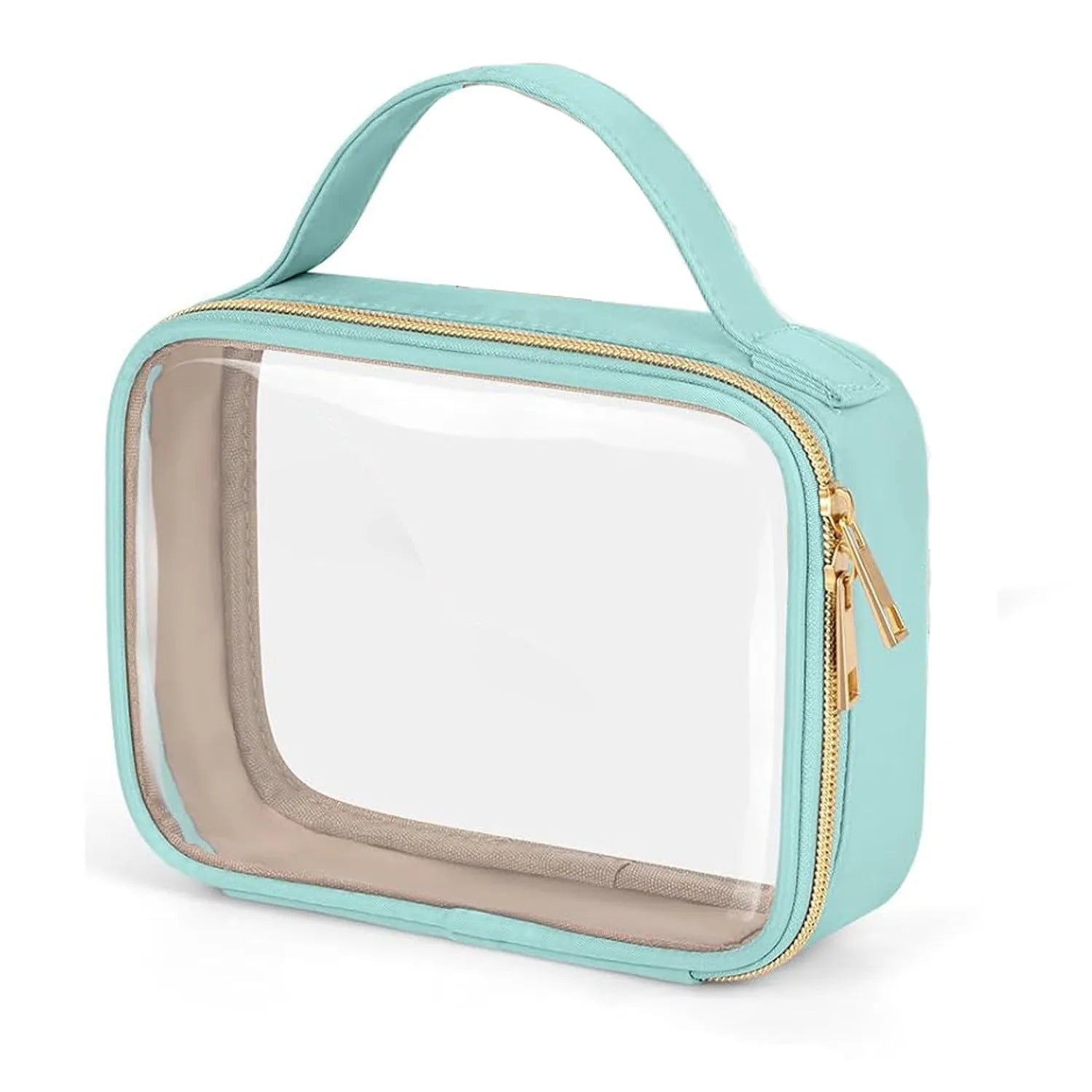 Transparent PVC lipstick storage wash bag with detachable chain showing cosmetic organisation