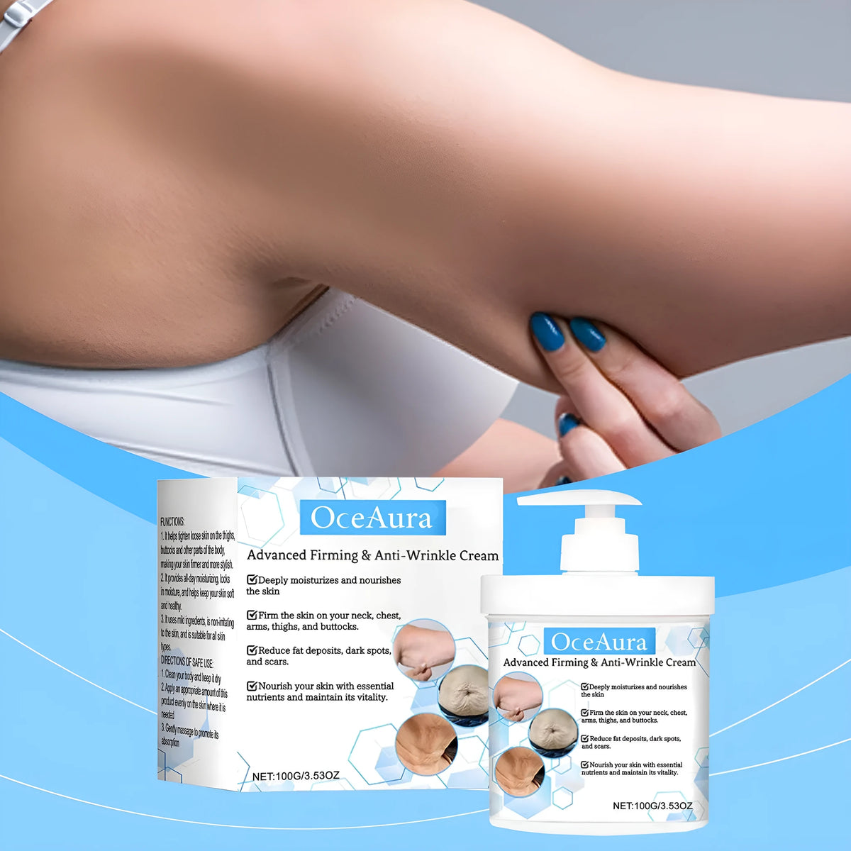 100g jar of gentle moisturising cream with hyaluronic acid and coffee extract for facial hydration