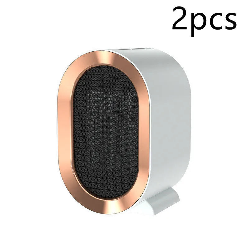 Black desktop electric heater with ceramic heating, mechanical dial, and compact design for home office use