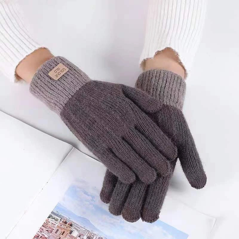 Warm embroidered winter mittens in various colors, including blue, khaki, black, coffee, pink, brown, gray, dark khaki, and orange