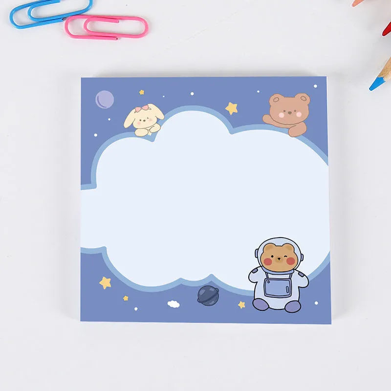 Bear sticky notes 8 x 8cm, 50-sheet cartoon memo pad with eight cover styles