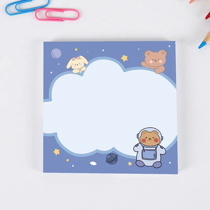 Bear sticky notes 8 x 8cm, 50-sheet cartoon memo pad with eight cover styles