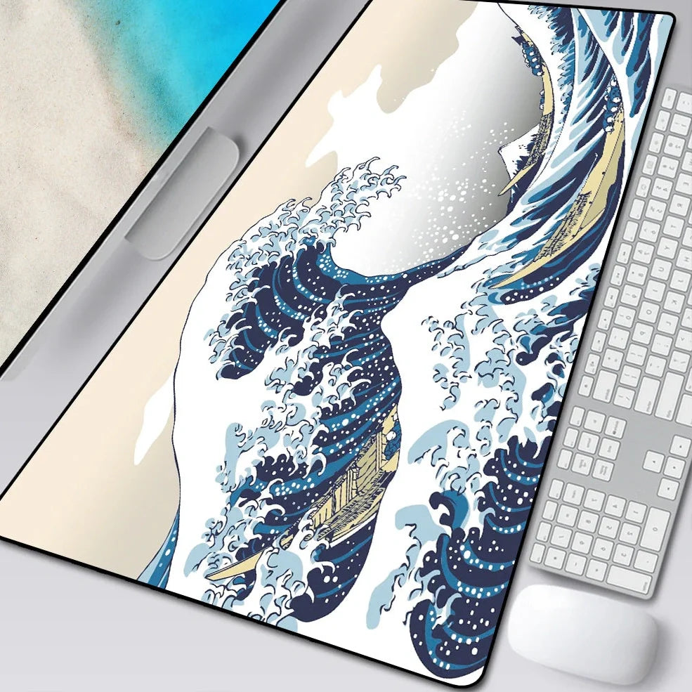 Natural rubber computer mouse pad with cloth surface and overlock edges in multiple size options