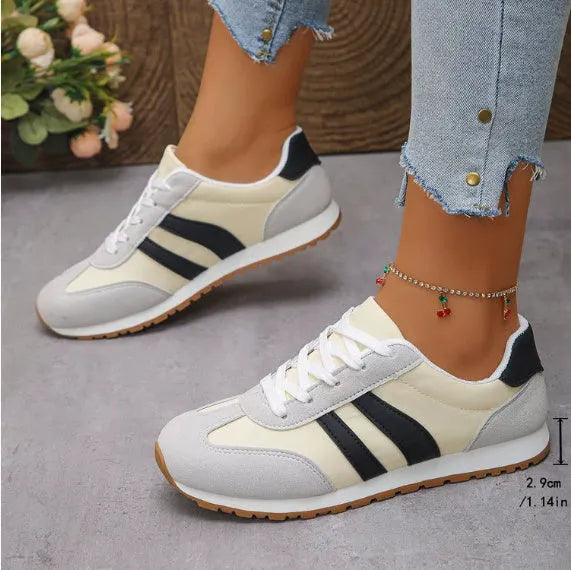 Blue and grey Cortez stripe casual sports shoes with round toe and flat rubber sole