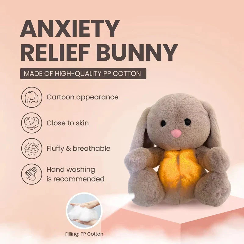 Soothing Breathing Bunny Plush Toy with Calming Lights, Sounds, and Rhythmic Motion to Comfort and Relax Newborns