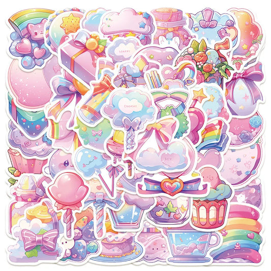 Cute candy small items decorative waterproof stickers in fresh colours, 4-7cm size, for hand account decoration