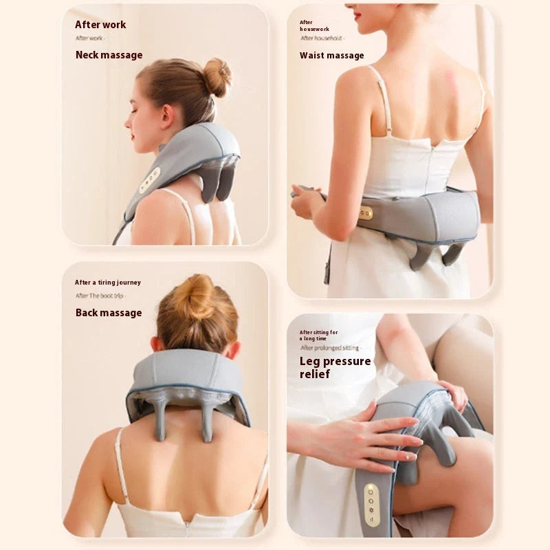 Multifunctional neck massager with kneading and hot compress functions in various colors