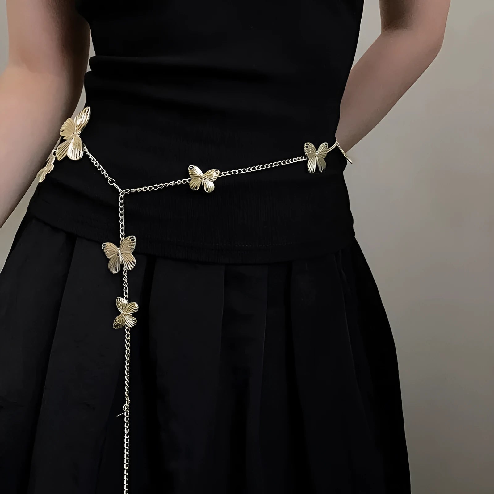Women's gold butterfly waist chain with alloy construction and 104cm length