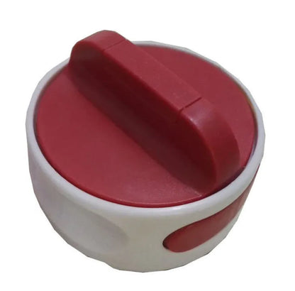 A red and a green stainless steel manual bottle opener for kitchen use.