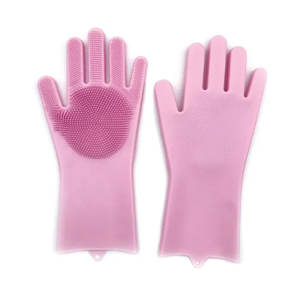 FDA food grade silicone kitchen cleaning gloves with orange colour and 357mm length