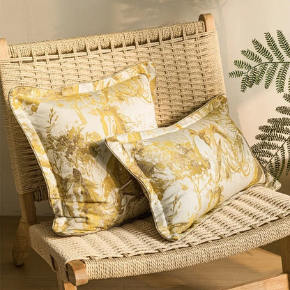 Golden horse pattern jacquard cushion in square and waist sizes with three colour options