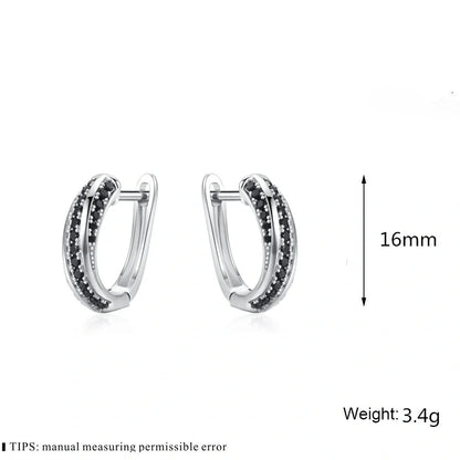 Copper inlaid zircon women's earrings with U-shaped design and round stones