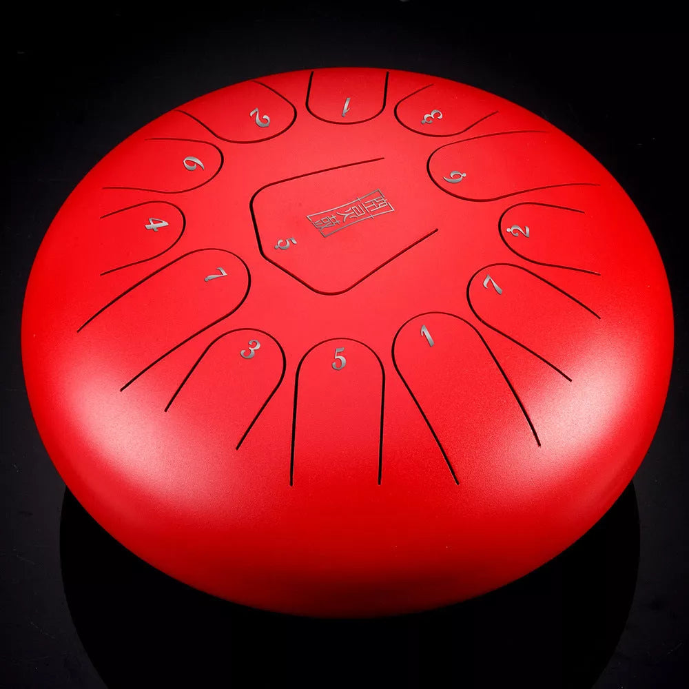 12-inch 13-tone steel tongue drum in vibrant colors