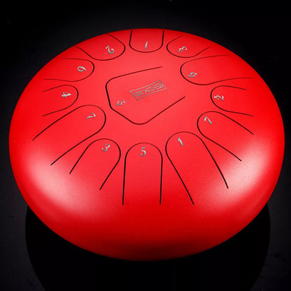 12-inch 13-tone steel tongue drum in vibrant colors