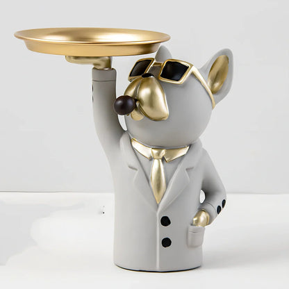 Green synthetic resin animal ornament with European styling measuring 21.5cm wide on wooden surface