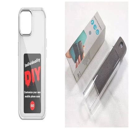 E-ink screen NFC phone case for iPhone with mirror, TPU cover, available in black grey white blue or pink.
