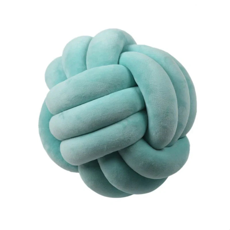 Knotted Plush Ball Design Round Throw Pillow in various colors and sizes