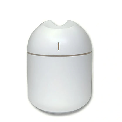 White aromatherapy humidifier with 1-litre tank and USB cable for room moisture control