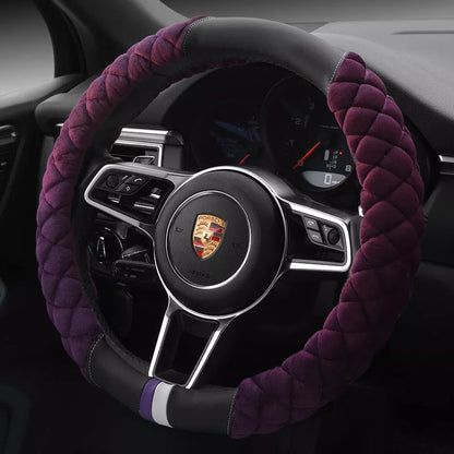 Universal 38cm plush steering wheel cover with cute footprint design