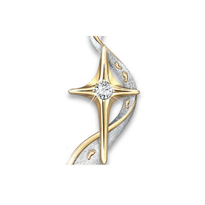 Gold-plated footprint cross necklace with adjustable chain, showcasing unique religious and totem design.