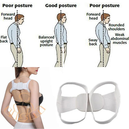 Advanced Posture Corrector Belt in black and white for back pain relief and posture support